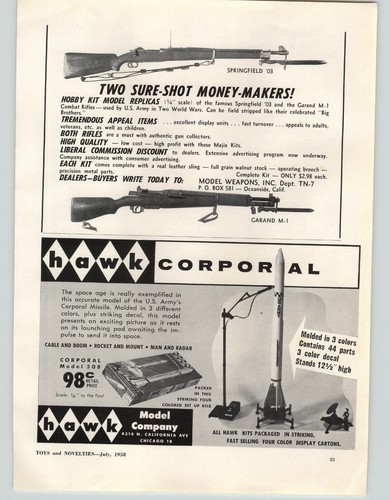 1958 paper model weapons - paper,